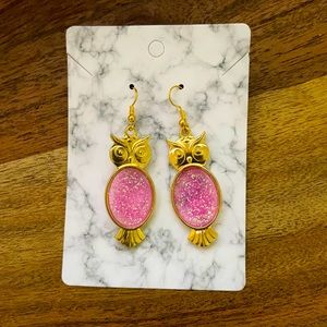 Pink Owl Earrings